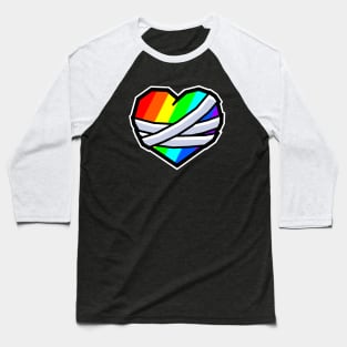 Big Colourful Rainbow Mending Heart with Bandages - Broken Heart Healing - Mending Heart Baseball T-Shirt